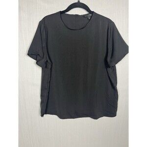 Banana Republic Women’s Black Satin Crew Neck Short Sleeve Blouse Medium NWT